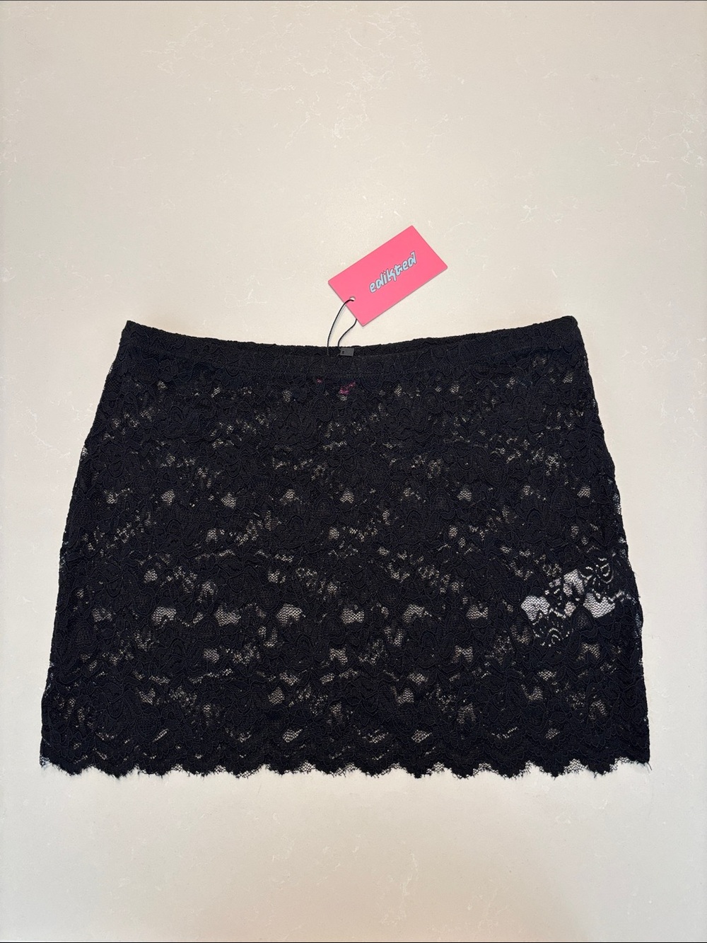 Edikted Black Lace Mini Skirt